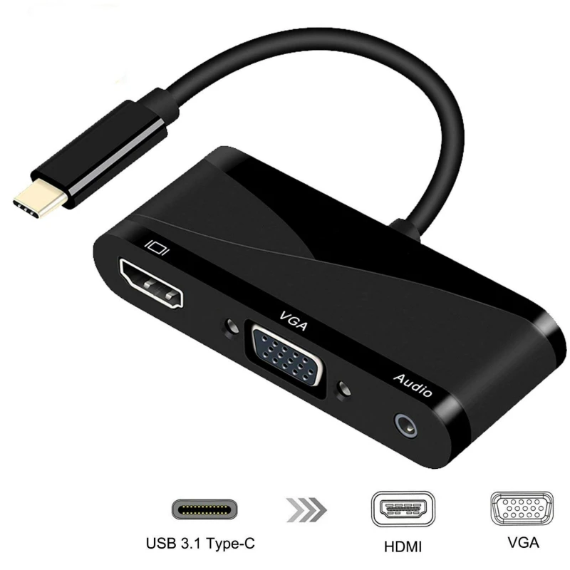 USB C к HDMI VGA аудио адаптер 3 1 Тип 4K 1080P 55 мм конвертер двойной экран для Apple MacBook Pro |