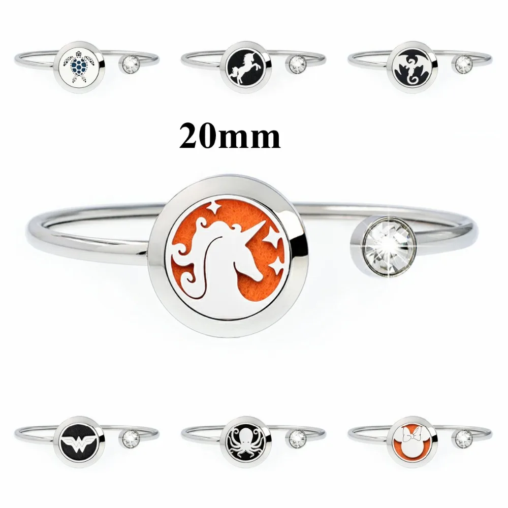 

Wholesale 20mm 316L Stainless Steel Aromatherapy locket Bracelet Bangle Oil Diffuser Perfume Locket Bracelet Jewelry Free 10pads