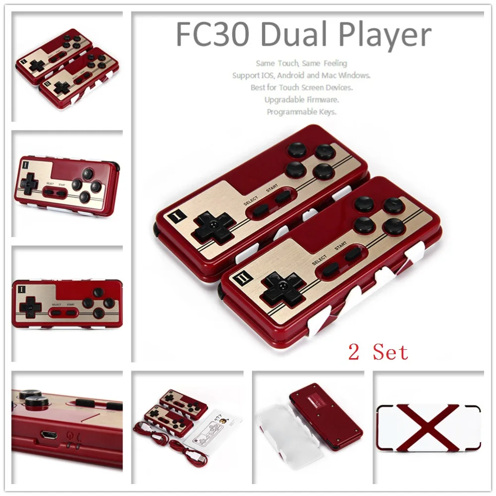 2 Pcs/Lot 8Bitdo FC30 Dual Player Wireless Bluetooth Gaming Gamepad Game Controller Joystick for iO