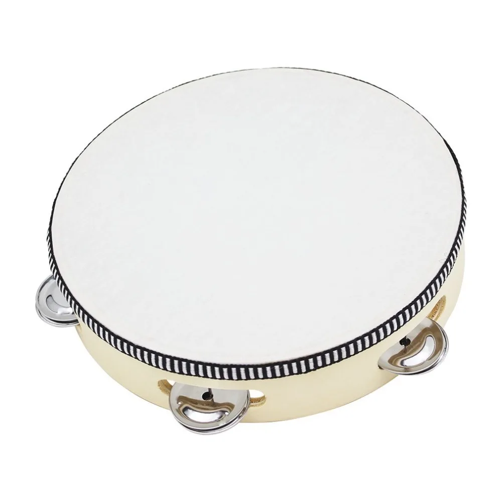 Wood Round Hand Held Tambourine with Bell For Children Educational