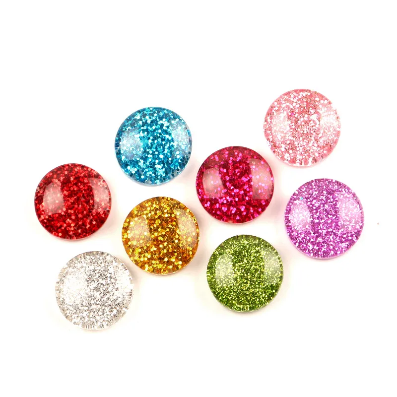 50pcs 14mm Mixed Round Shiny Resin Decoration Crafts Flatback Cabochon