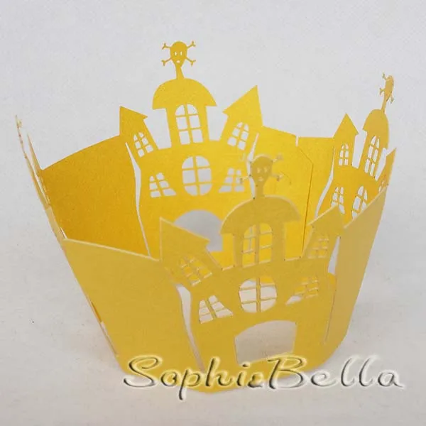 60Pcs W036Y Yellow Castle Pearl decorative lace cupcake wrapper wrapping paper cup cake wraps for decoration C |