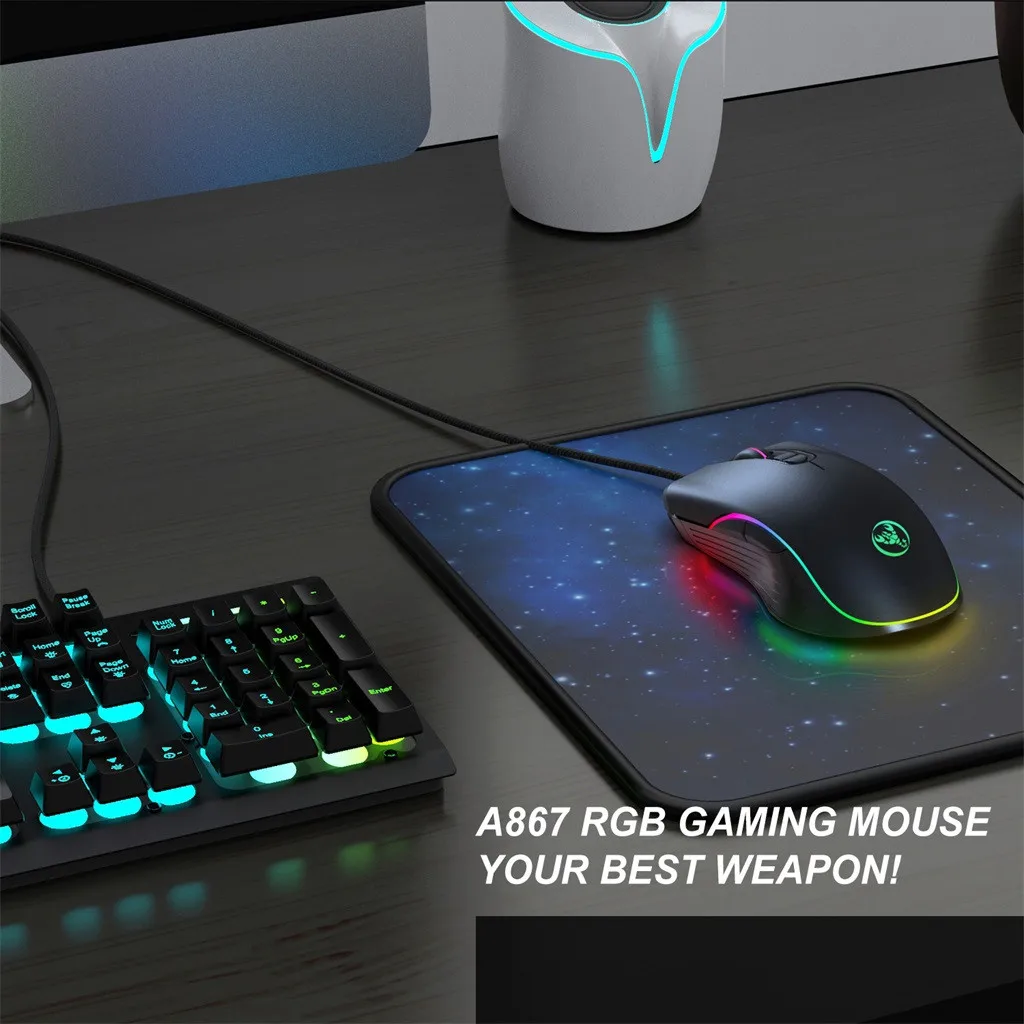 7-Color LED Fiber USB Wired Mouse