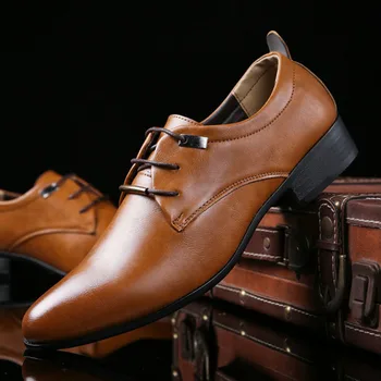 

Nice Quality Large Size Men'S Shoes British Style Business & Wedding Men Leather Shoes Fashion Lace-up Casual Soft Shoes Male