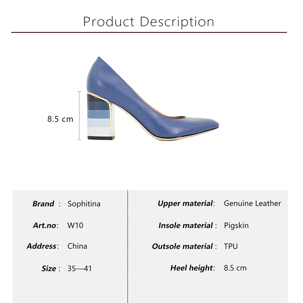 SOPHITINA 2019 Hot Sale Pumps Fashion Colorful Square Heel High Quality Sheepskin Round Toe Shoes New Elegant Women's Pumps W10