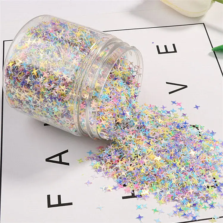 New Five Mixed Colors Shape Loose Sequins 10g/Pack Paillettes Nails Art Manicure Material,Wedding Decoration Confetti - Цвет: 4mm Cross Stars