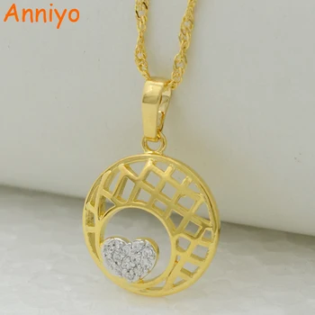 

Anniyo Trendy Heart Necklace Pendant Zirconia Chain for Women Gold Color Trinkets Pendants Jewelry #260004