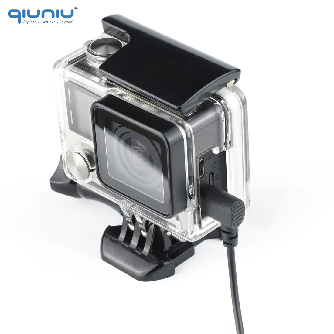 Внешний микрофон QIUNIU с микрофоном + прозрачный чехол каркас для GoPro Hero 4 3 Экшн