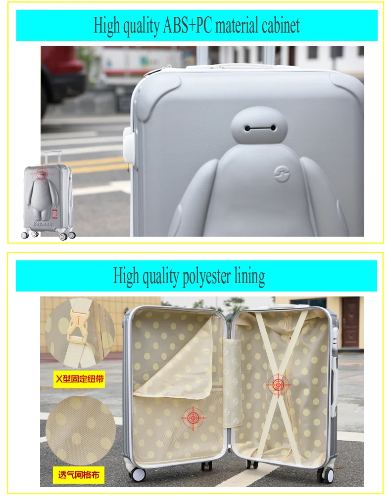 13 20 24 дюймов ПК Hardside прекрасный цвет сумка для путешествий vs универсальные колеса для девочек и мальчиков, студентов мультфильм тележки чемодан