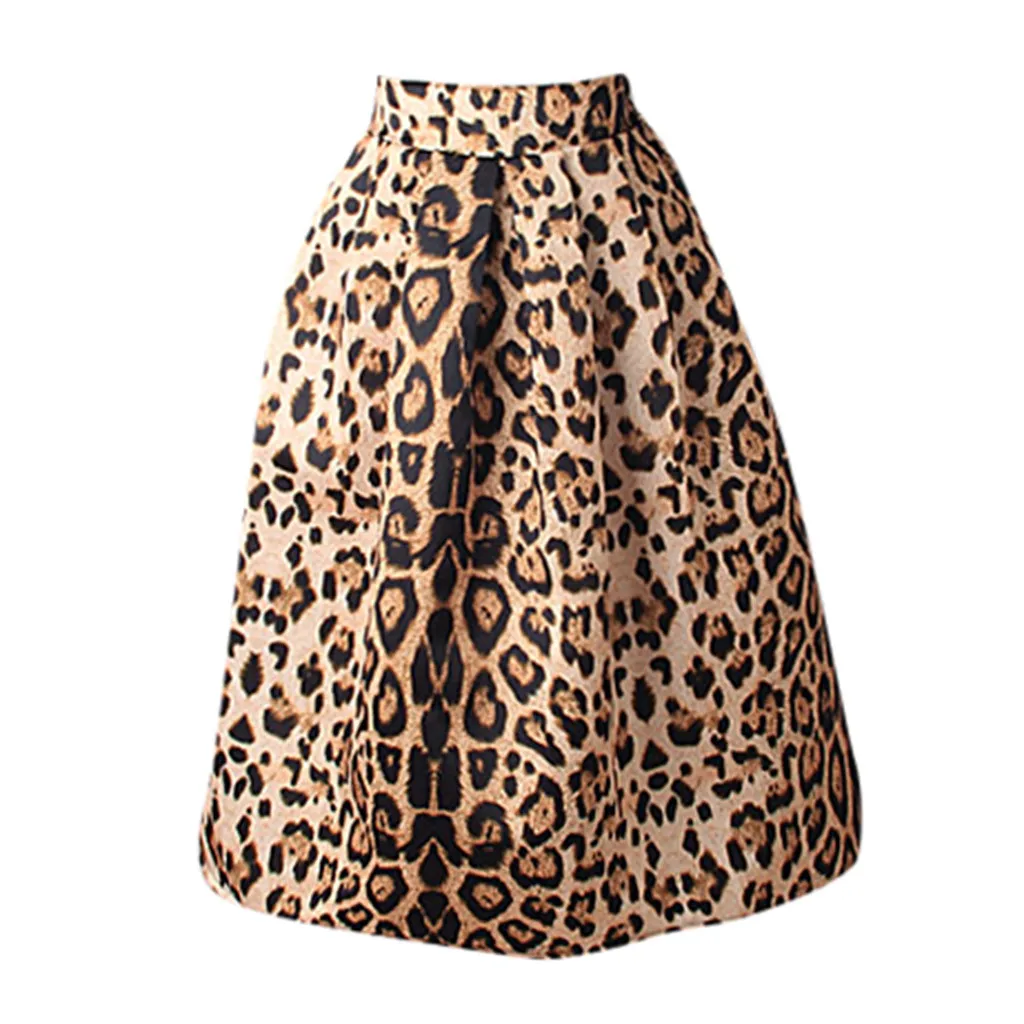 

Leopard Long Skirt Women High Waist Midi Skirt Female Office Ruffle Animal Print Skirts Womens Summer Red 2019 Casual