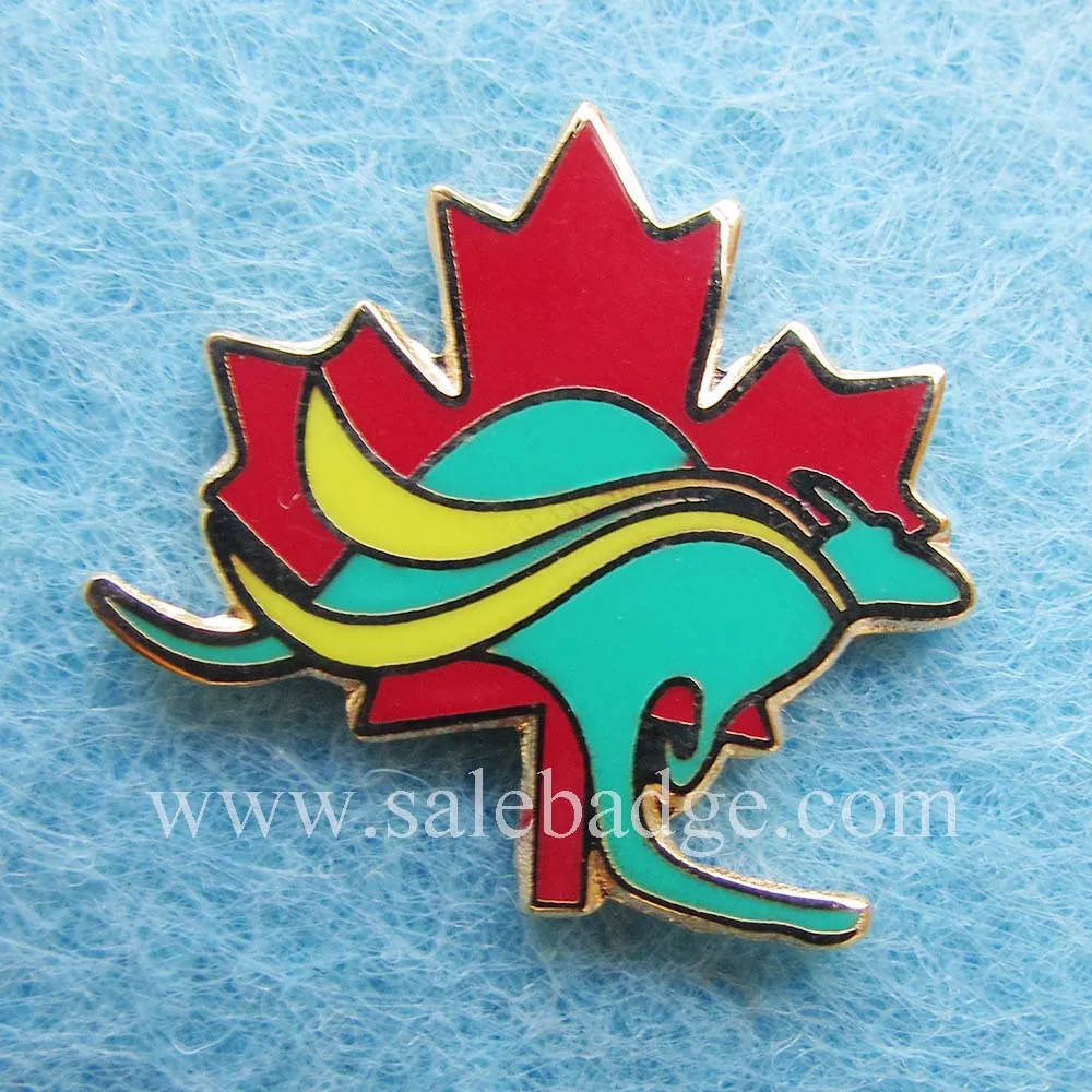 Kangaroo And Maple Hard Enamel Pin Australian Badge Customin Pins