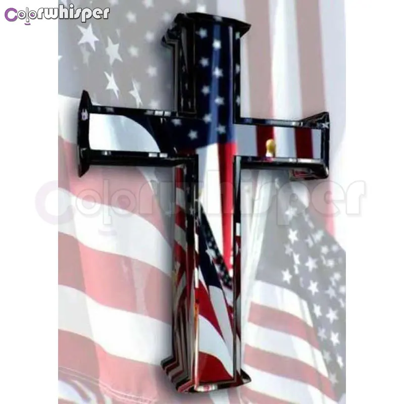 

Diamond Painting Full 5D Square/ Round American Flag and Cross Daimond Painting Mosaic Rhinestone Embroidery Cross Stitch 618DP