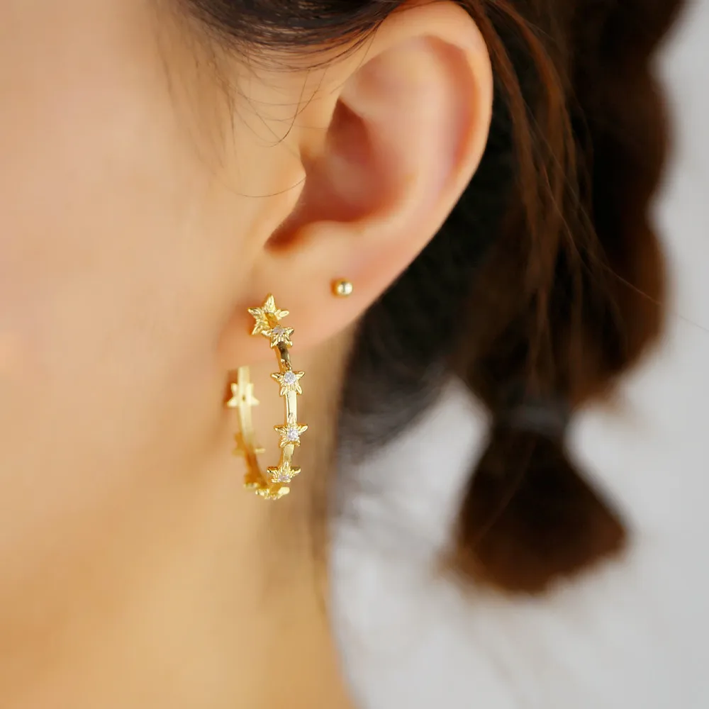 

2019 Gold Filled sparking cz star circle full stone hoop earring for women lady classic trendy engagement fashion boho jewelry