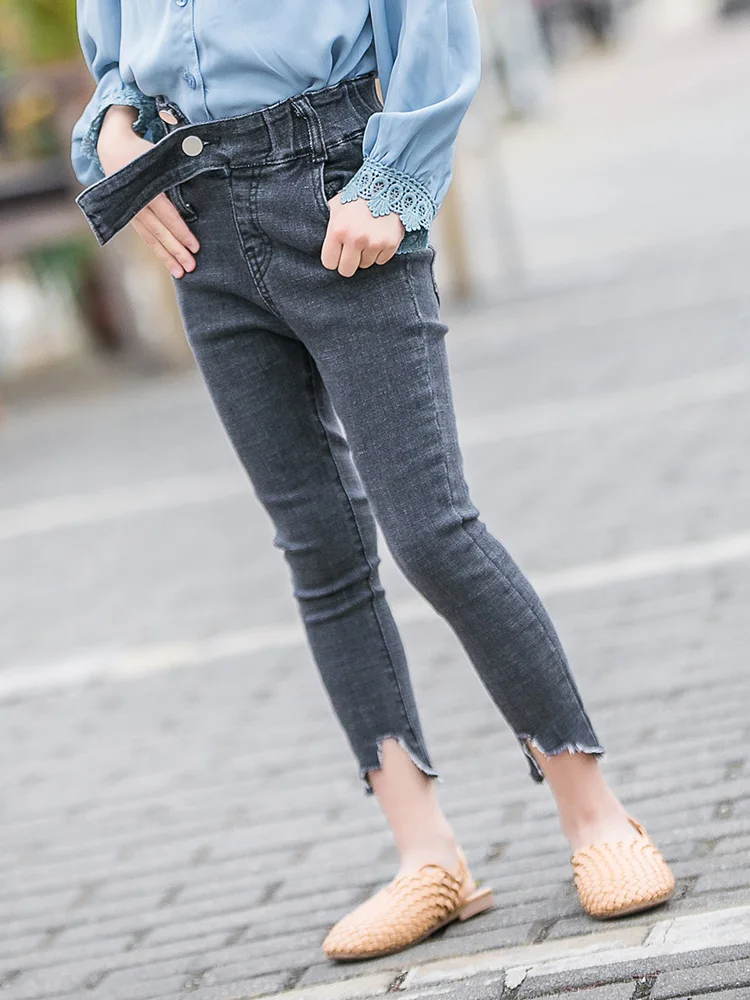 

2019 Teenager Girls Fashion Jeans Enfant Spring Skinny Denin Pant Big Girls Black Pencil Pants Kids Clothes Teens 6 7 9 10 12 13