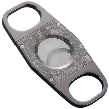 

Luxury Gadgets Gray&Orange Stainless Steel Sharp Dual Blades Cigar Cutter Cigar scissors W/ Black Gift Case