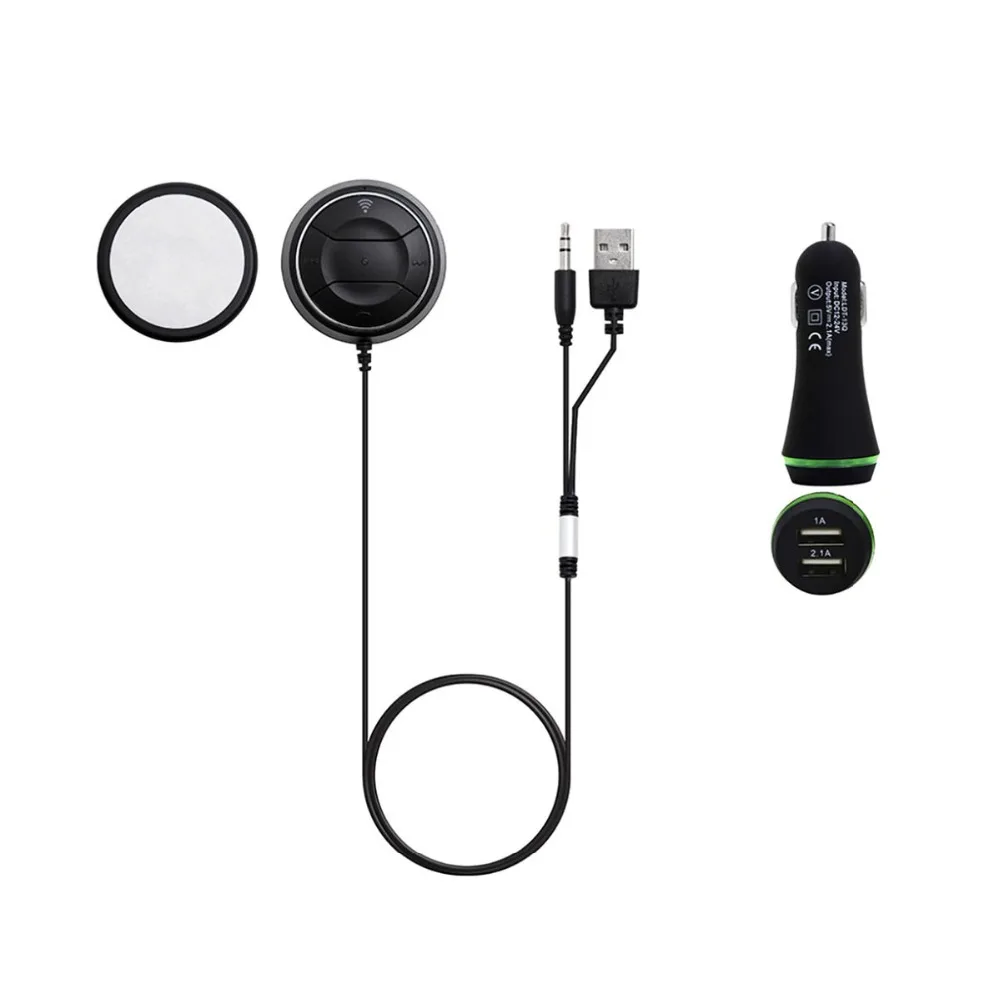 Bluetooth Car Kit 4.0 Wireless Support NFC Fonction + 3.5mm AUX Receiver MP3 Player Car Audio Adapter 2.1A USB Car Charger A1