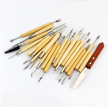 

22PCS Plasticine Colored Clay Tool Mold Kit Wooden tool Chisel DIY Playdough Toys Fimo clay Tools