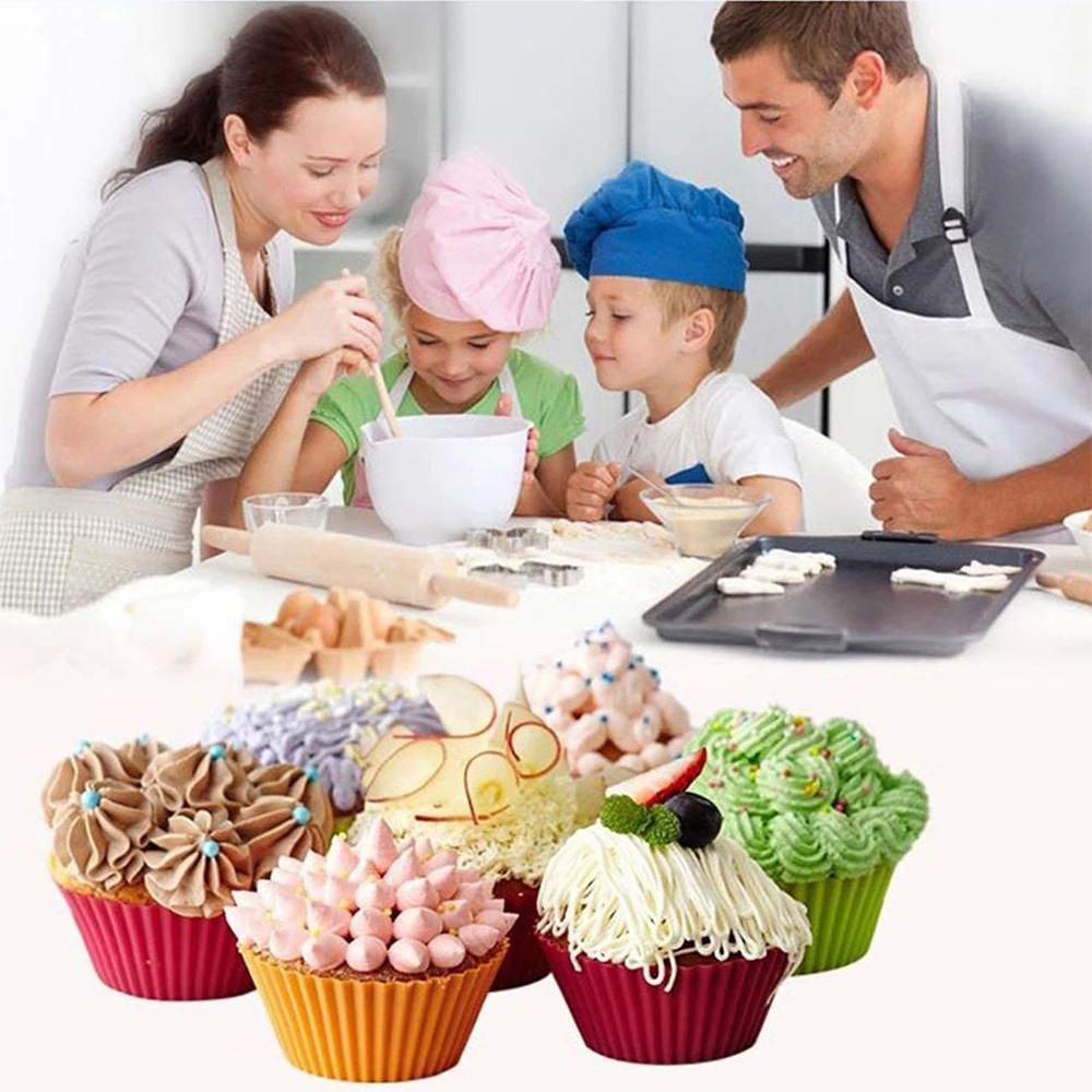 12 шт. силиконовые формы для выпечки, Формы для кексов, кухонные Инструменты для декорирования тортов, 7 цветов