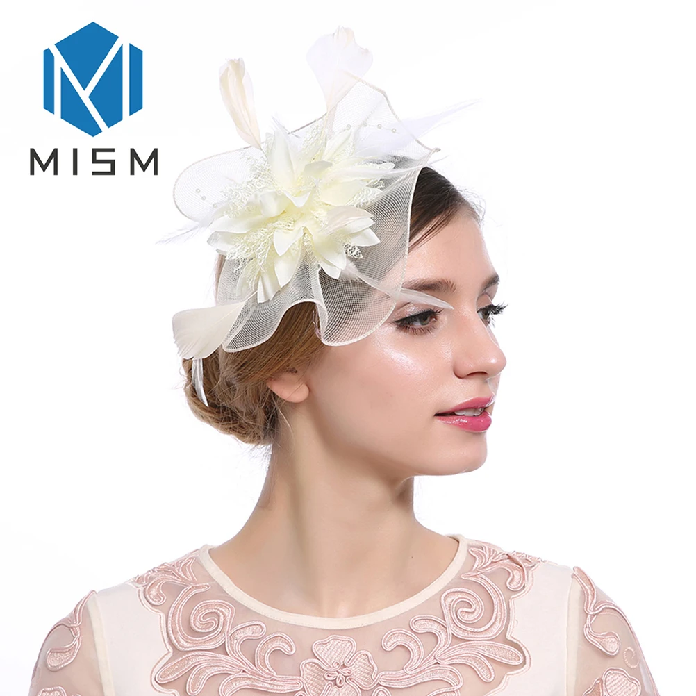 

M MISM Classic Elegant Womens Feather Fascinator Hairpins for Party Headwear Hair Clip Hats Hair Hoop Hair Accessories Headpiece