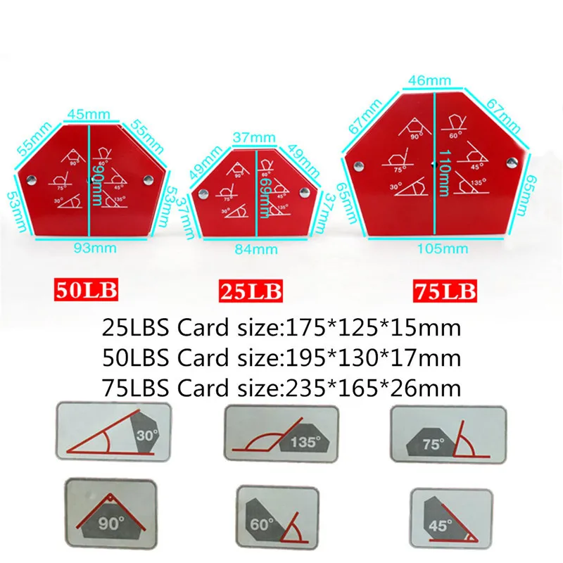 30 ° 45 ° 60 ° 75 ° 90 ° 135 ° позиционер 25 фунтов 50 фунтов 75 фунтов шестигранный сварочный угловой магнитный держатель для пайки сварочный локатор инструмент