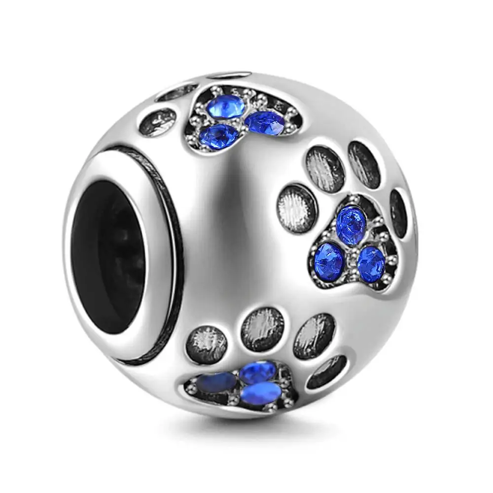 Soulbead Fit Pandora талисманы Серебро 925 стерлингового серебра собака подвеска с принтом в виде Лапы Pet Pawprint бусины браслет - Цвет: 03