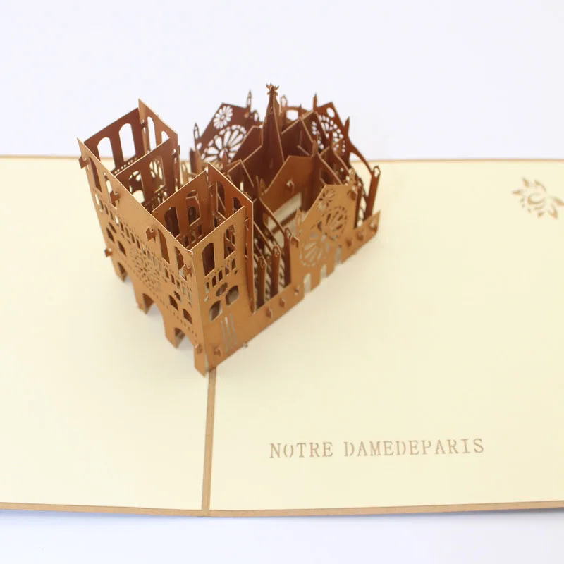  3D Laser Cut Handmade Retro Notre Dame de Paris Paper Invitation Greeting Cards PostCard Kids Birth - 32793824456