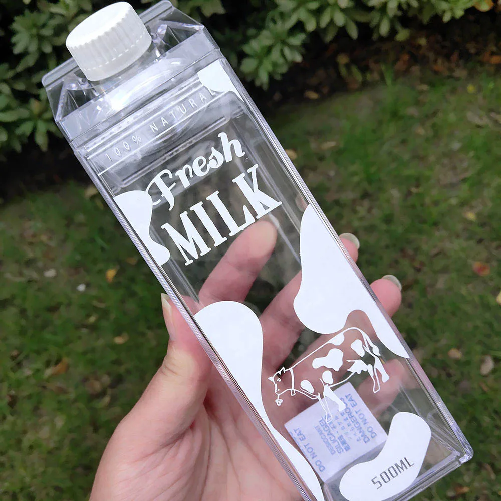 My 500 мл кухонные Бутылочки для напитков в виде свежего молока, Коровья пластиковая пустая бутылочка BPA, креативные спортивные бутылки для воды на открытом воздухе - Цвет: 1