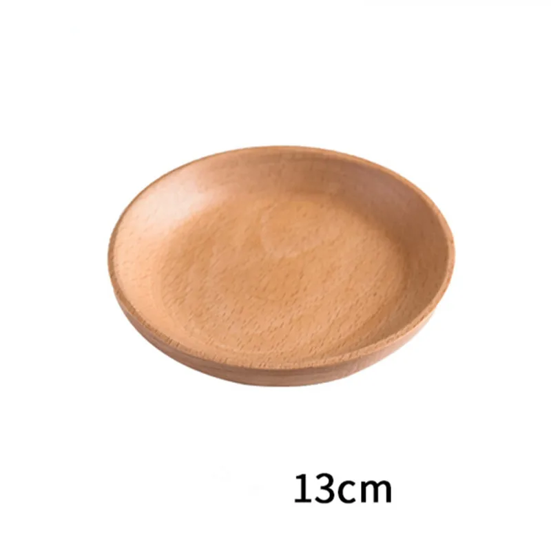 Неправильный круглый Массив дерева грецкий орех деревянная тарелка фруктовое блюдо, тарелка чайный поднос десертная обеденная тарелка, столовая посуда набор - Цвет: Solid Wood 13CM