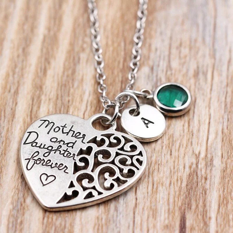 Mom and Daughter Forever Love Heart Locket Necklace Engraving Pendant Photo