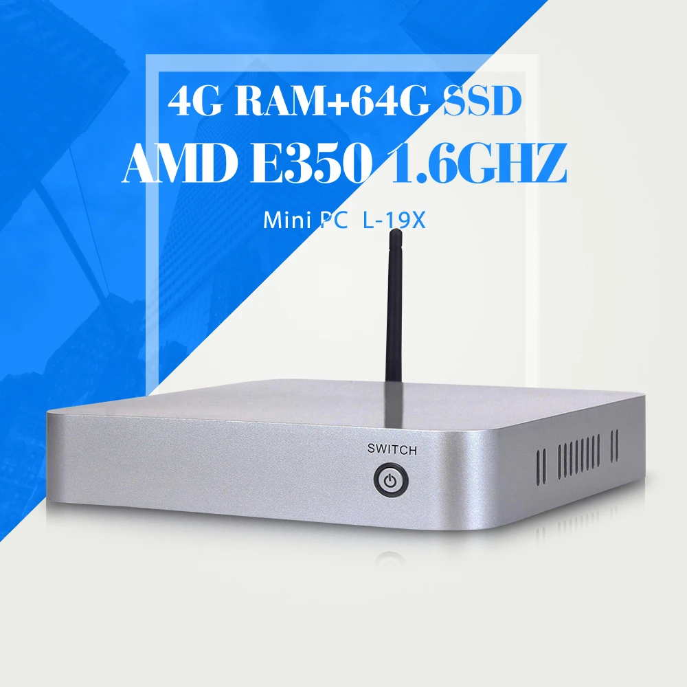 In Stock ! E350 4gb ram 64gb ssd+wifi mini computer with hdmi fan industrial pc support 3D games thin client mini pcs
