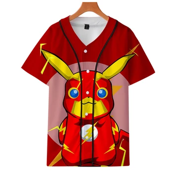 

Pokemon Elf Treasure Dream: Detective Picacho Style New Fashion Summer Short-sleeved New Hot Trend Casual Baseball Short Sleeve