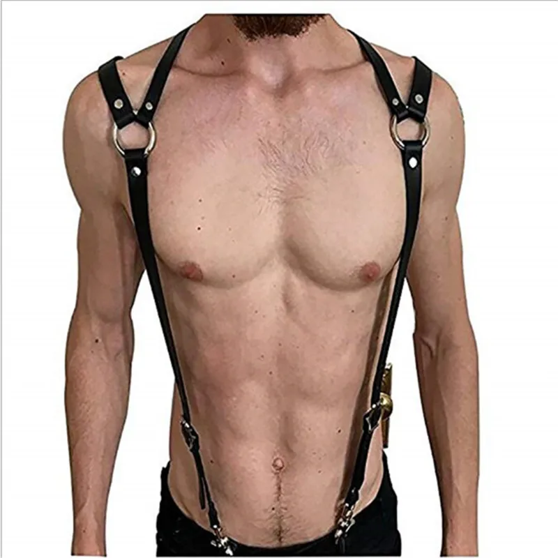 

SOEI Handmade Punk Costume Metal O-Round Waist Belt Sexy Man Womens Belt For Show TOP PU Leather Belt 2 Suspenders Accessories