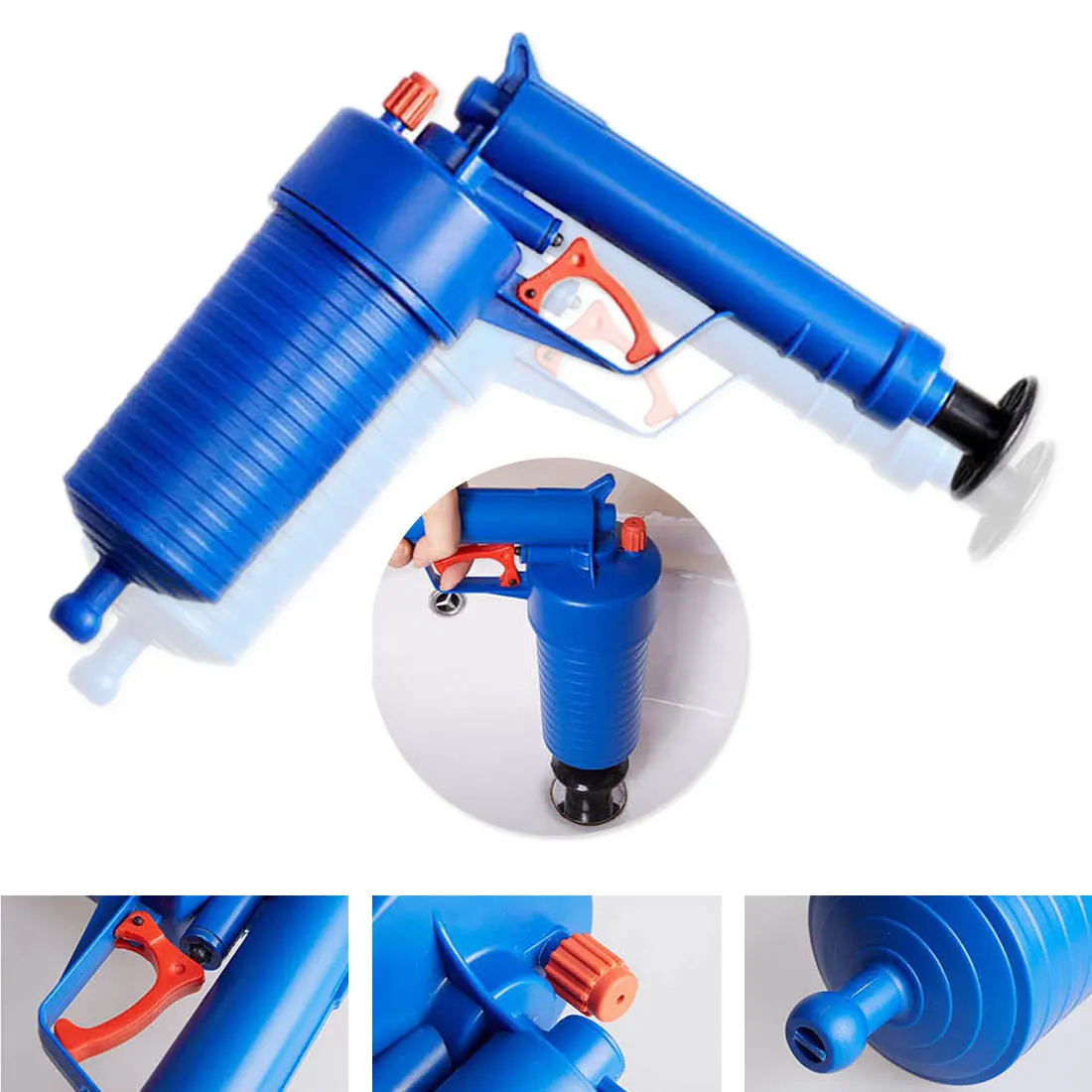 

Pipe Clog Remover Air Drain Pump Toilets Bathroom Kitchen Cleaner Kit with 4 adapters pipe suction cup toilet plunger