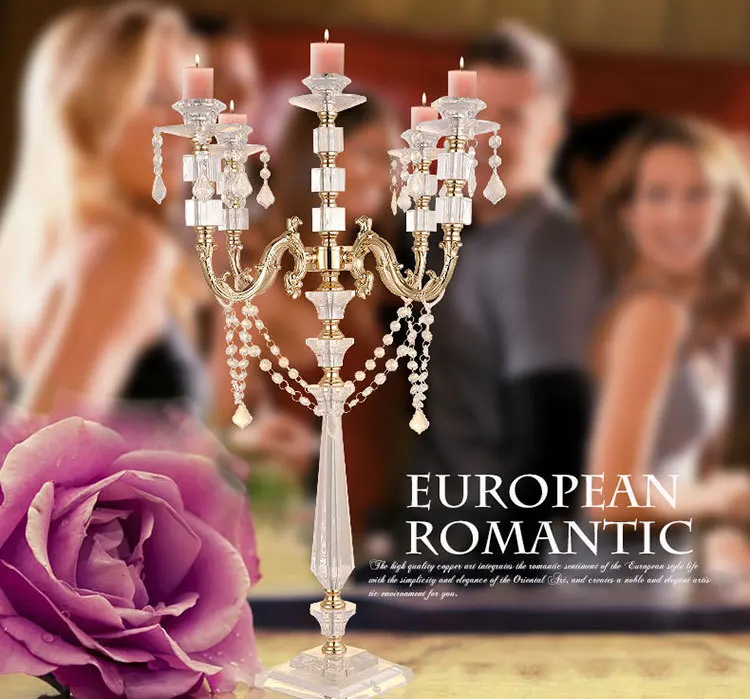 

77cm Tall crystal Table Centerpiece acrylic Wedding Candelabras candlestick Wedding Props Table Center Decor