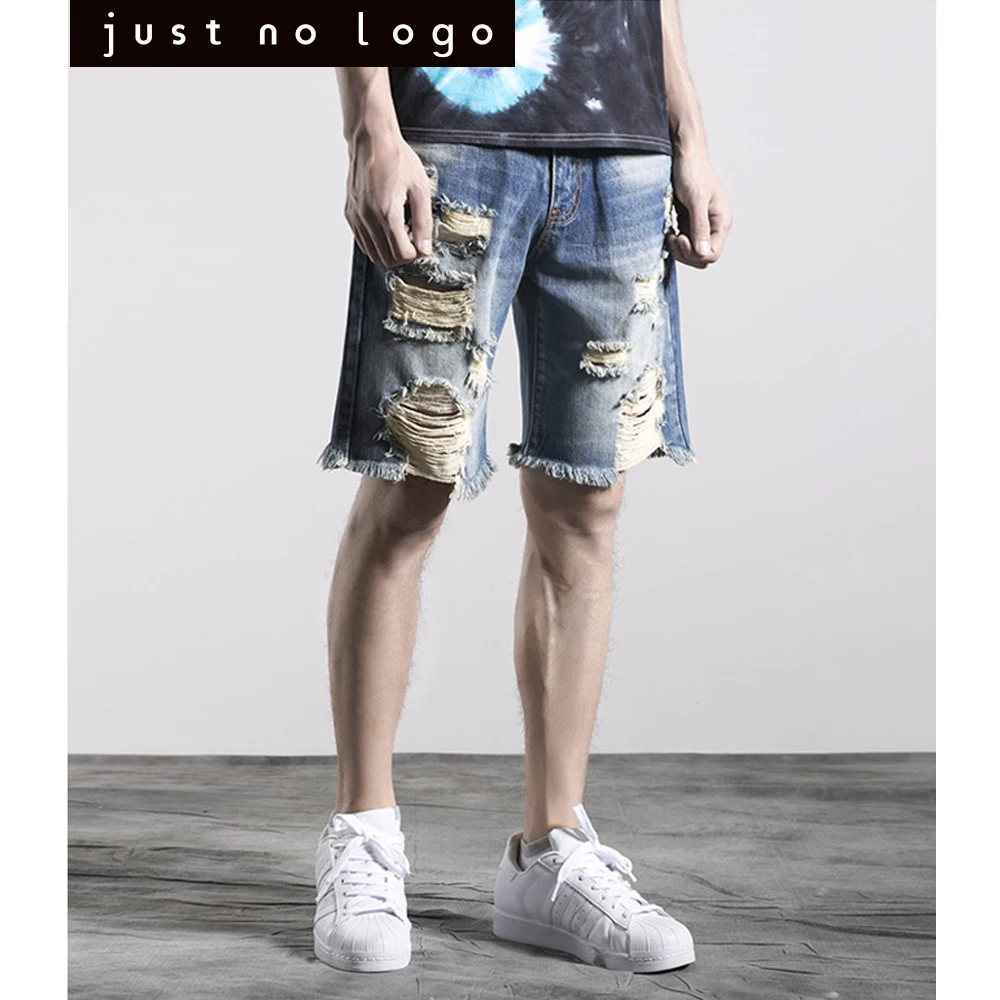 Mens Summer Distressed Destroyed Denim Jeans Shorts Ripped Bleached ...