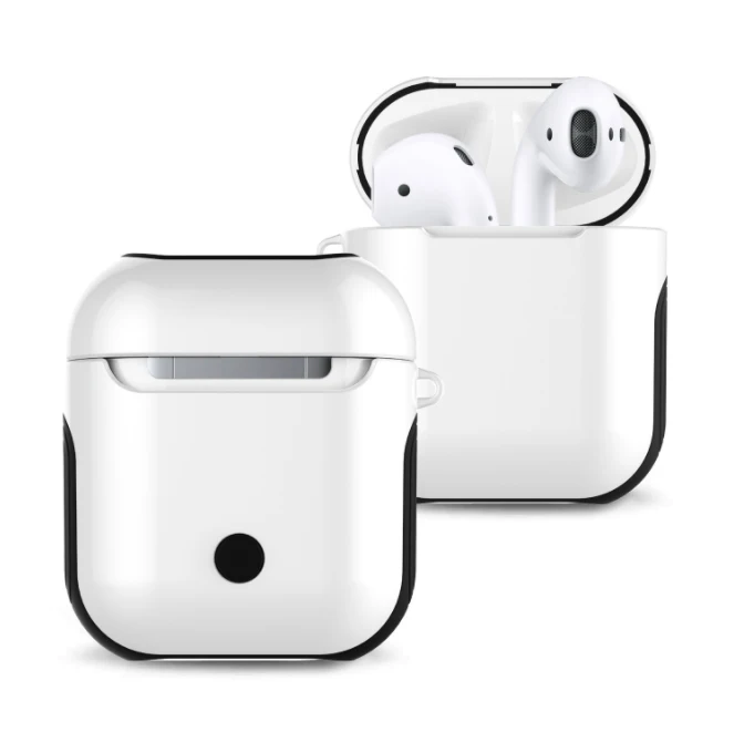 Сплошной цвет Airpods TPU+ PC Двухслойный чехол для гарнитуры Apple Bluetooth 1 Зарядная коробка Новые аксессуары против падения пыли - Цвет: White