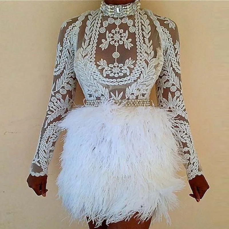 Женское платье с аппликацией белое перьями вечернее 2018|women dress|white dressdress gown |