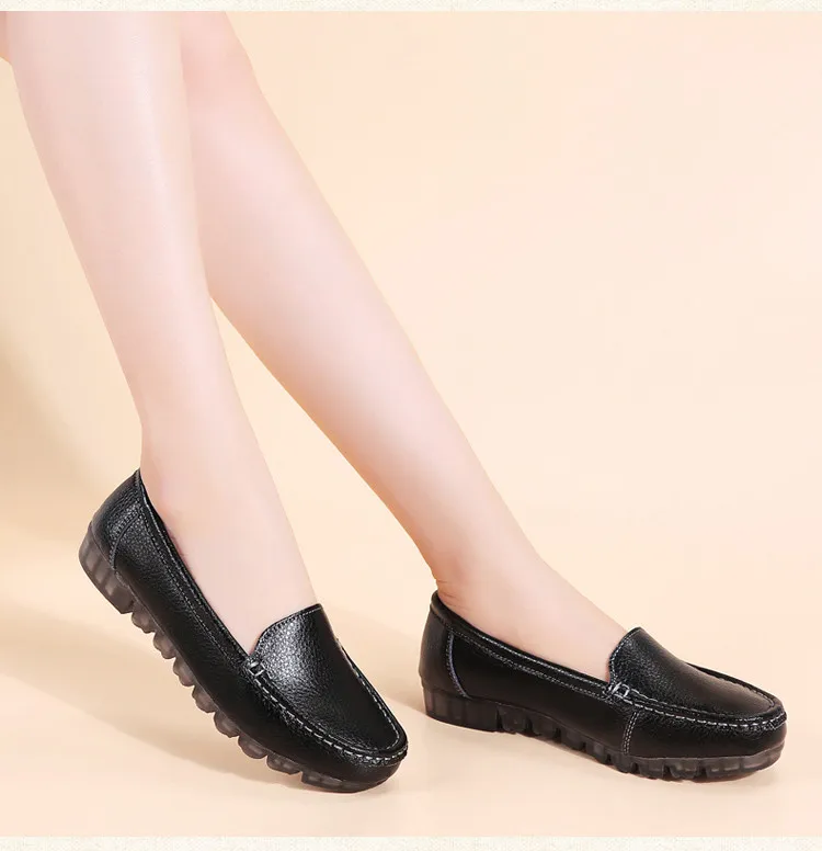 AH 201-2019 Genuine Leather Women Shoes Walking Woman Flats -15