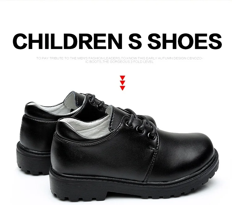 Новые черное платье в стиле кэжуал обувь детская корова сплит кожаные сандалии для мальчиков студенческие Детские на низком каблуке для