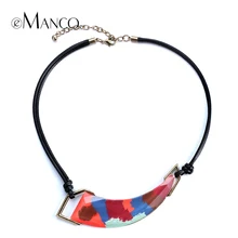 Geometric resin painted necklace black rope chokers necklaces new winter women trendy enamel statement necklace eManco