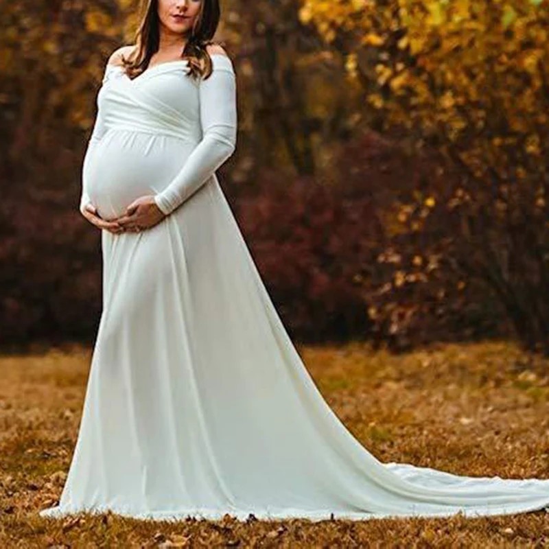 Женское платье для беременных с длинным рукавом макси одежда фотосъемки|Платья| |