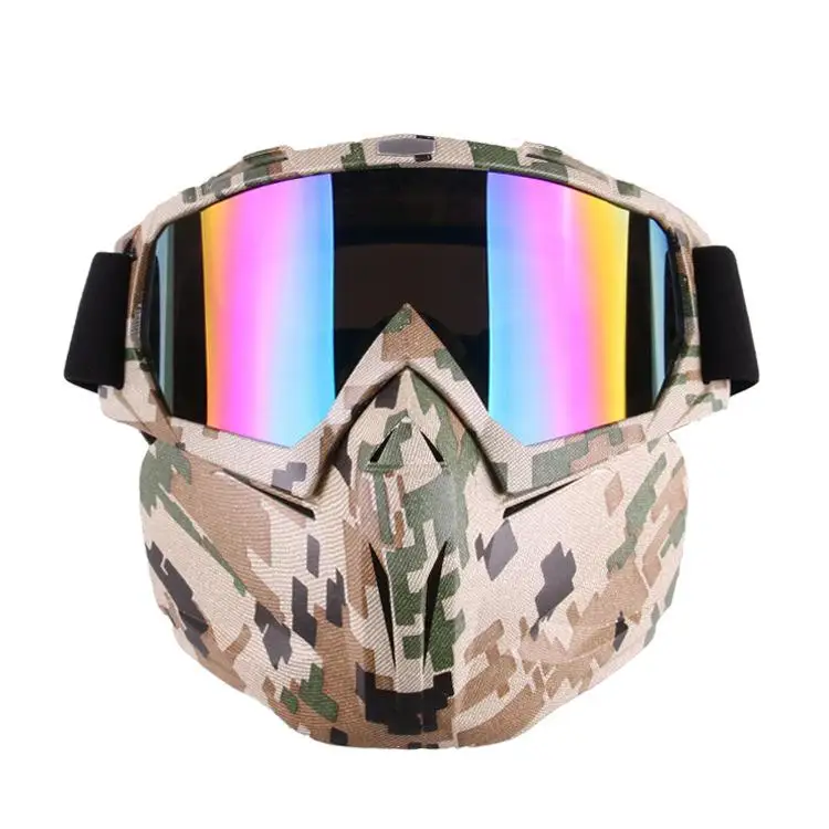 LumiParty Unique Motocross Goggles Glasses Face Dust Mask with Detachable Motorcycle Mouth Filter goggles mask Double foam