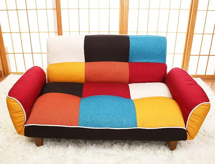 Adjustable Sofa and Loveseat in Colorful Line Fabric Home Furniture Fold Down Sofa Couch Ideal for Living Room, Bedroom, Dorm Adjustable Sofa and Loveseat in Colorful Line Fabric Home Furniture Fold Down Sofa Couch Ideal for Living Room, Bedroom, Dorm
