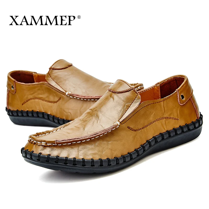 

Men Casual Shoes Brand Men Shoes Genuine Split Leather Men Flats Slip On Men Sneakers Plus Big Size Spring Autumn Xammep