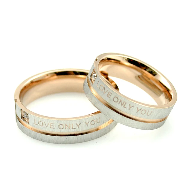 AMUMIU 1 Pezzo "Love Only You" Rosa Color Oro Due Anelli, Anello di Cerimonia Nu AMUMIU 1 Pezzo "Love Only You" Rosa Color Oro Due Anelli, Anello di Cerimonia Nu