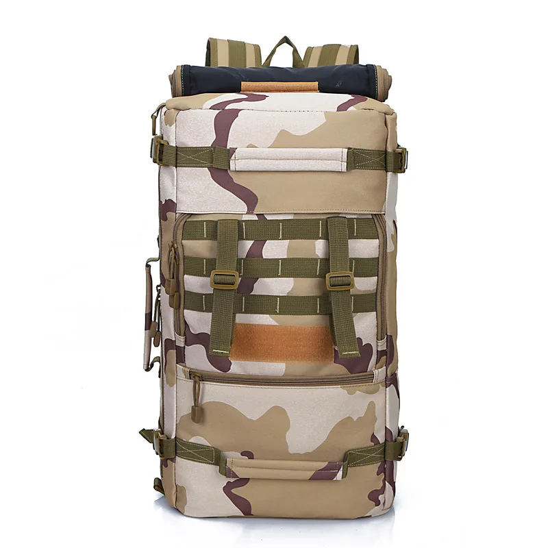 B118 водонепроницаемые нейлоновые рюкзаки для путешествий, кемпинга, пеших прогулок, спортивные сумки через плечо 50л, разные цвета на выбор - Цвет: three sand Camo