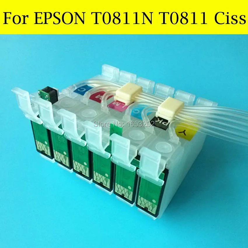 6 цветов/комплект T0811 t0811n-t0816n СНПЧ система для Epson Stylus Photo 1410 1430W T50 TX700W R270 R290 RX590 принтер