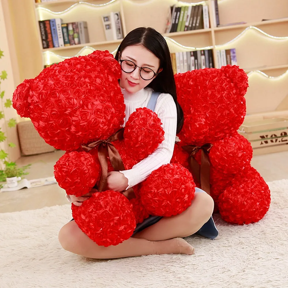 60 см розовый медведь для милой матери подарок на день матери/вечерние/свадебные романтический подарок искусственные цветы розы медведь