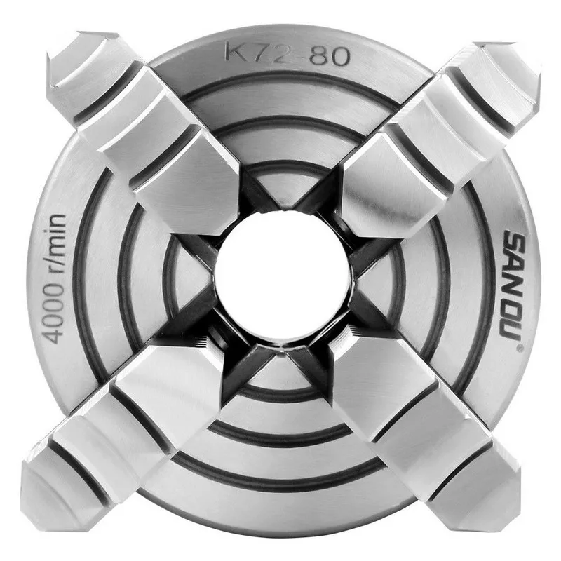 4-Jaw Lathe Chuck 4-Mâchoire Mandrin De Tour Mandrin En Métal Manuel K72-80