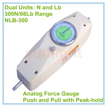 

Analog Push and Pull Force Gauge N/Lb Units 300N/66Lb with Peak-hold Function NLB-300